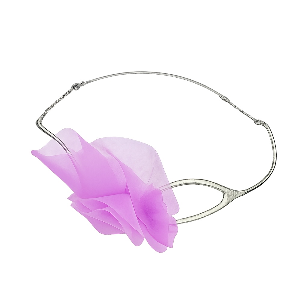 Silver Neuro Code necklace with translucent pink detail